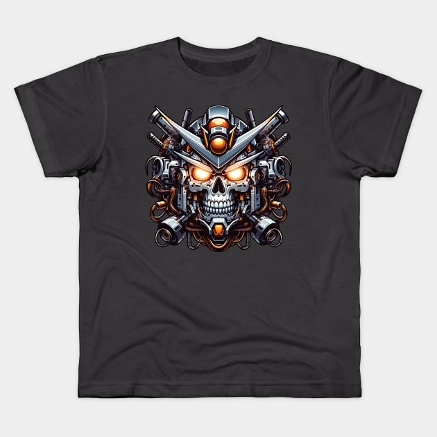 Biomech Skull S01 D41 Kids T-Shirt by Houerd